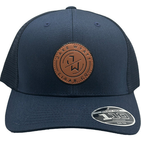 Blue FLEXFIT 110® MESH CAP – 2-TONE - Tan Leather Patch